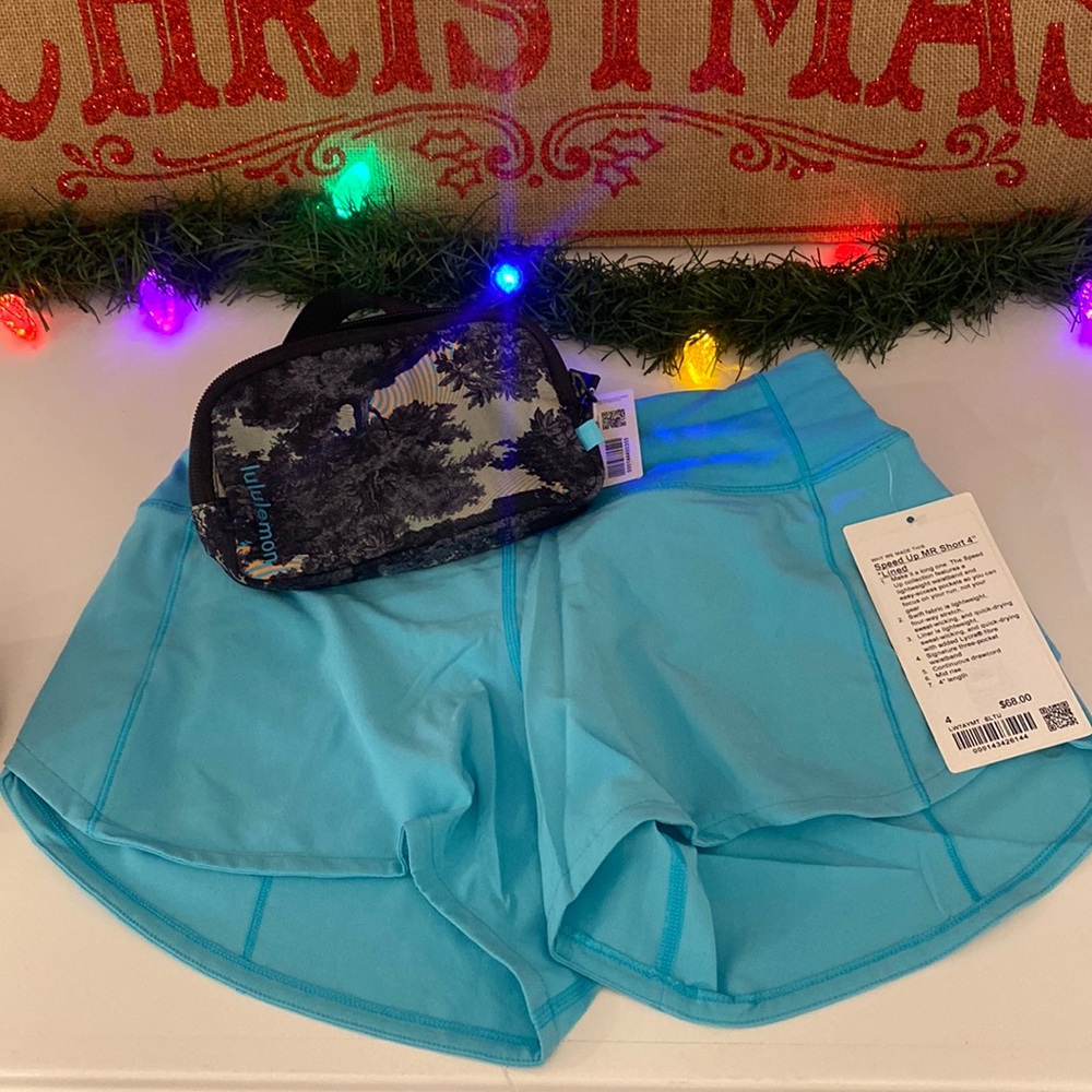 💖Lululemon electric turquoise speed up short Sz 4💖
